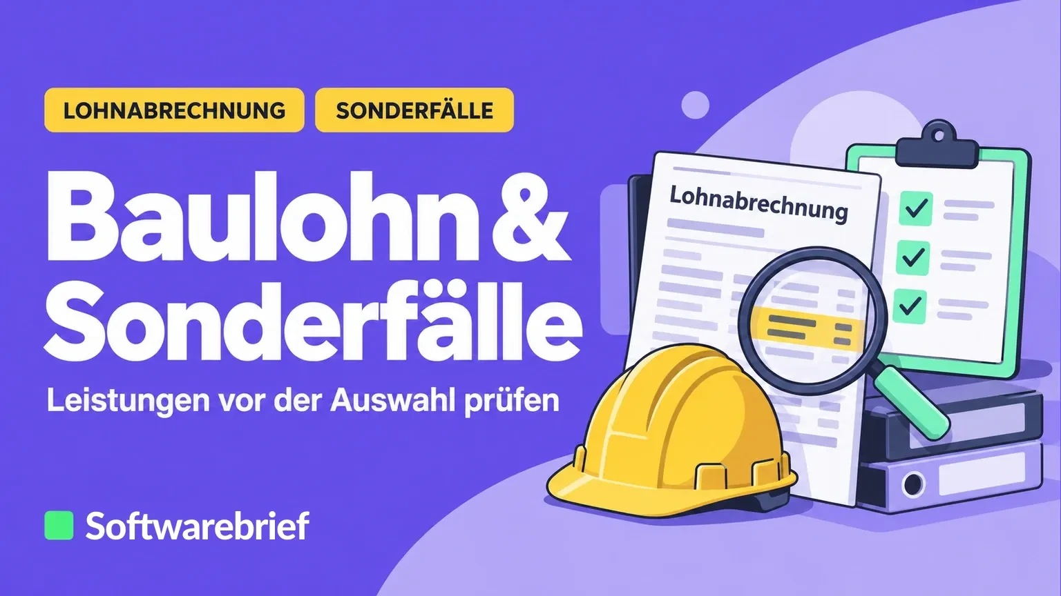 Baulohn und Sonderfälle – Leistungen und Fachmodule vor der Softwareauswahl prüfen.